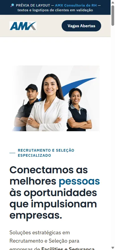 AMX Consultoria de RH — tela de celular