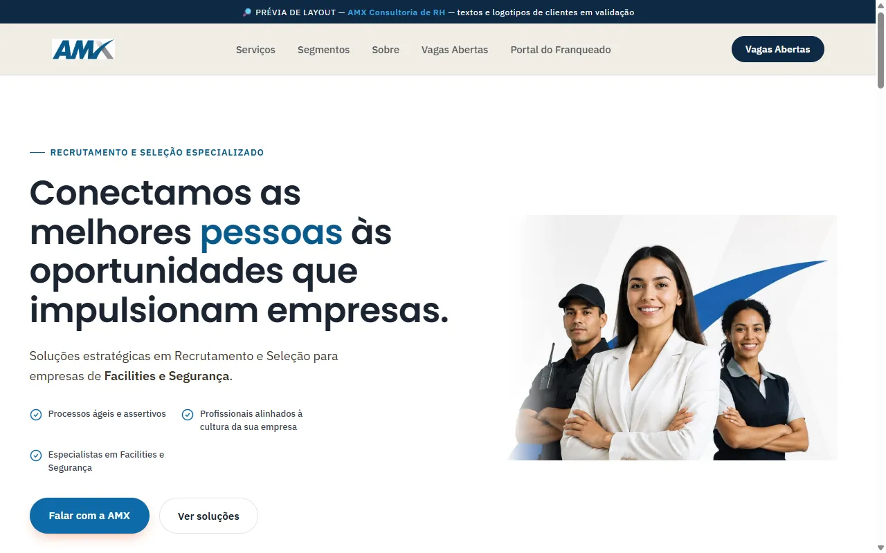 AMX Consultoria de RH — tela de computador