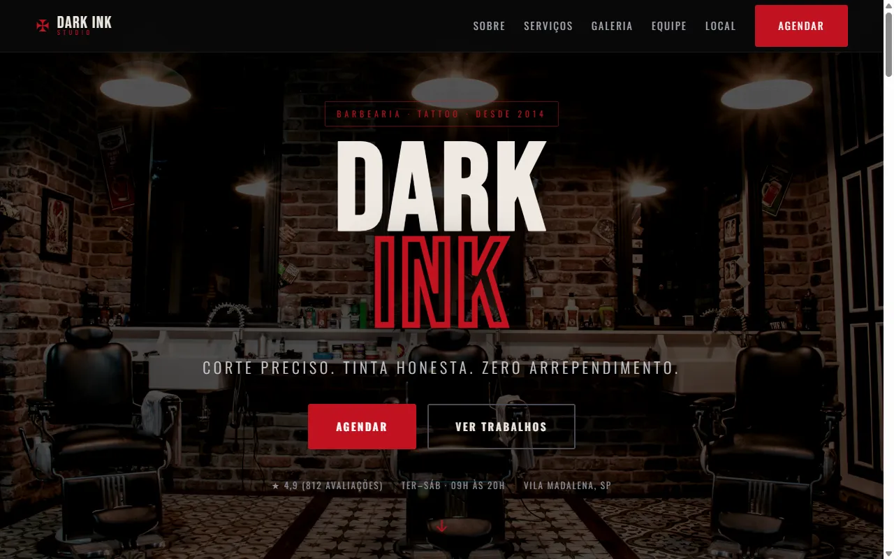 Dark Ink Studio — tela de computador